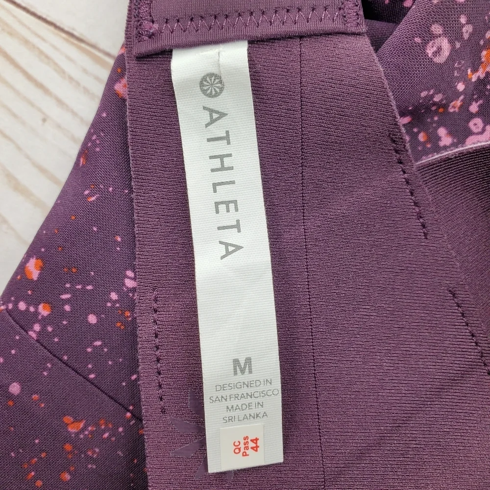 Athleta‎ Crossover Reversible Sports Bra Purple Speck Spatter Size Medium